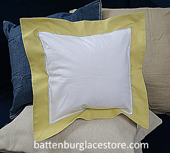 Square Pillow Sham. White with SHADOW GREEN color border.12 SQ.